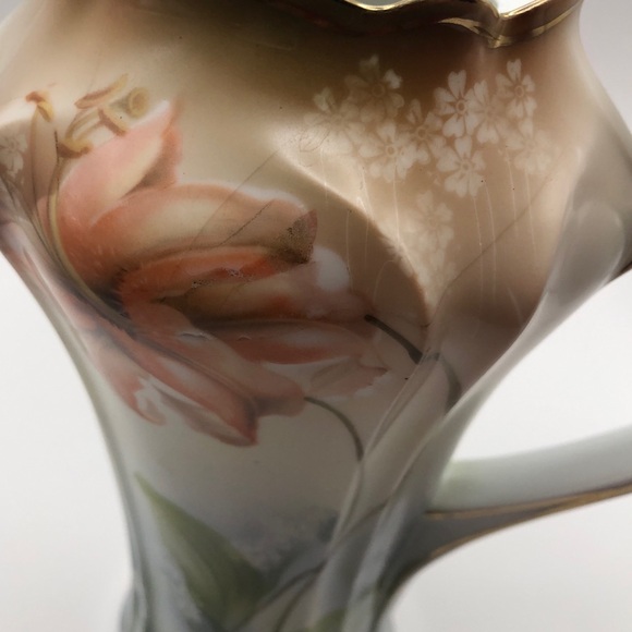 Antique Bavarian Porcelain Chocolate Pot RS Bavaria Gold Trim - Picture 14 of 15